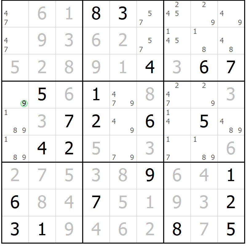 Position des candidats pour la solution de la Gr 39 page 41 du magazine de sudoku Expert n° 013