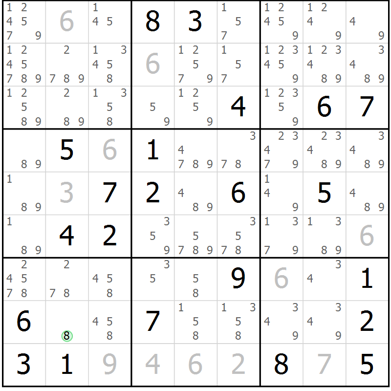 Position des candidats pour la solution de la Gr 39 page 41 du magazine de sudoku Expert n° 013