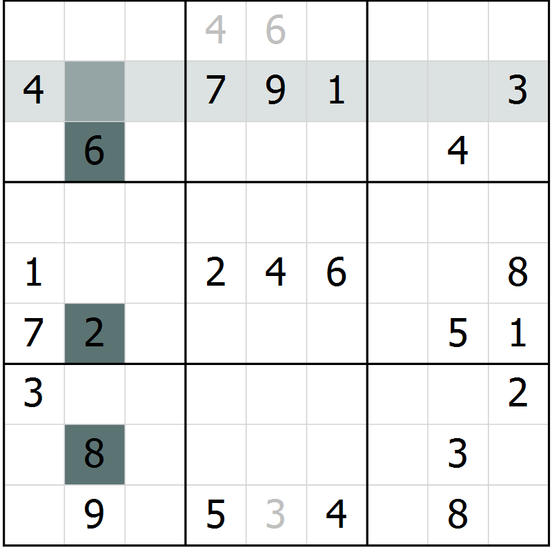 Position des candidats pour la solution de la Gr 4 page 6 du magazine de sudoku Expert n° 013