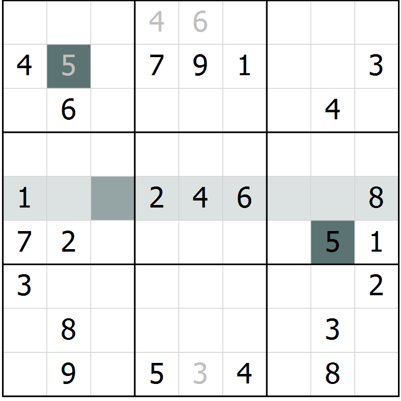 Position des candidats pour la solution de la Gr 4 page 6 du magazine de sudoku Expert n° 013