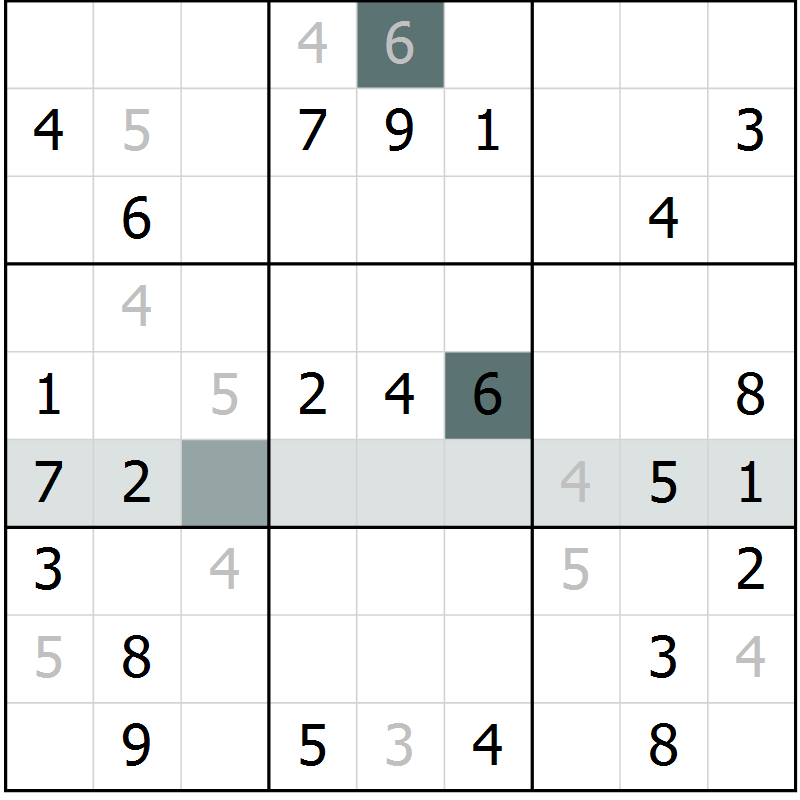 Position des candidats pour la solution de la Gr 4 page 6 du magazine de sudoku Expert n° 013