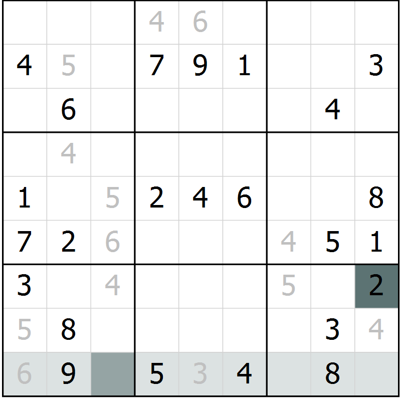 Position des candidats pour la solution de la Gr 4 page 6 du magazine de sudoku Expert n° 013
