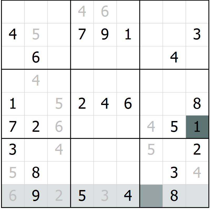 Position des candidats pour la solution de la Gr 4 page 6 du magazine de sudoku Expert n° 013