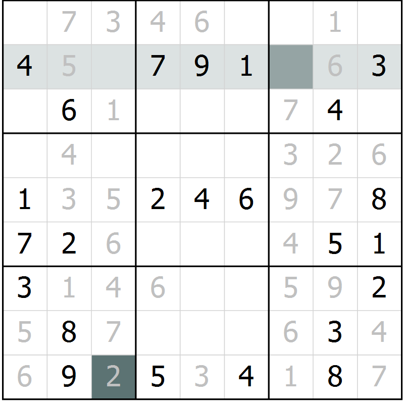 Position des candidats pour la solution de la Gr 4 page 6 du magazine de sudoku Expert n° 013