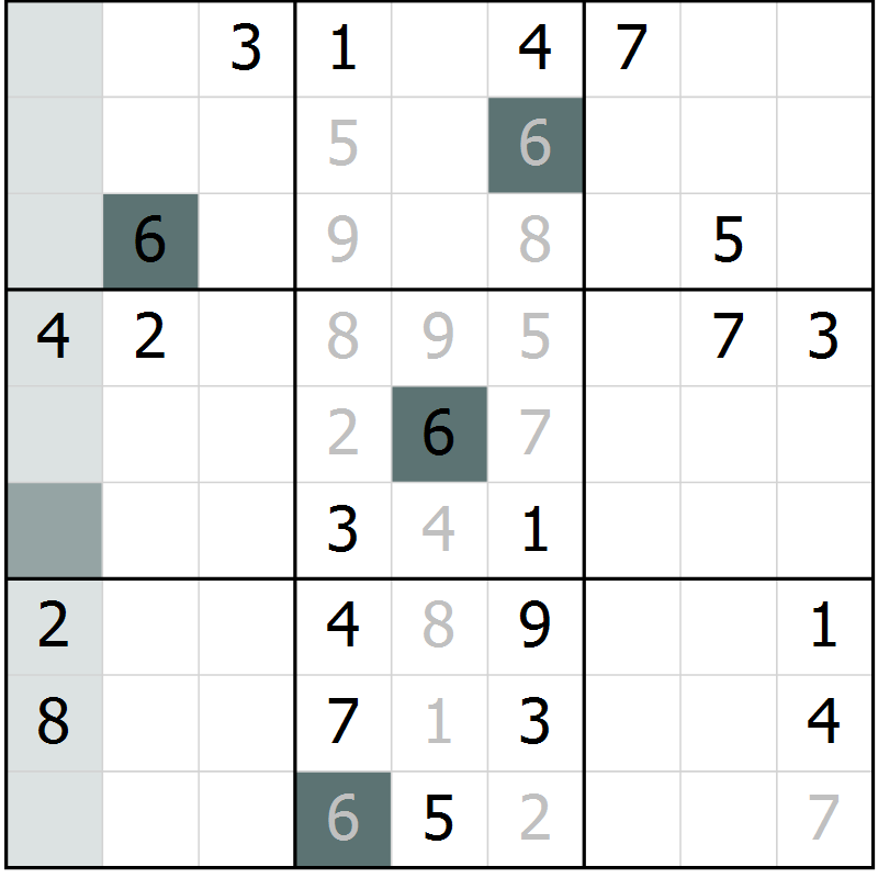 Position des candidats pour la solution de la Gr 40 page 42 du magazine de sudoku Expert n° 013