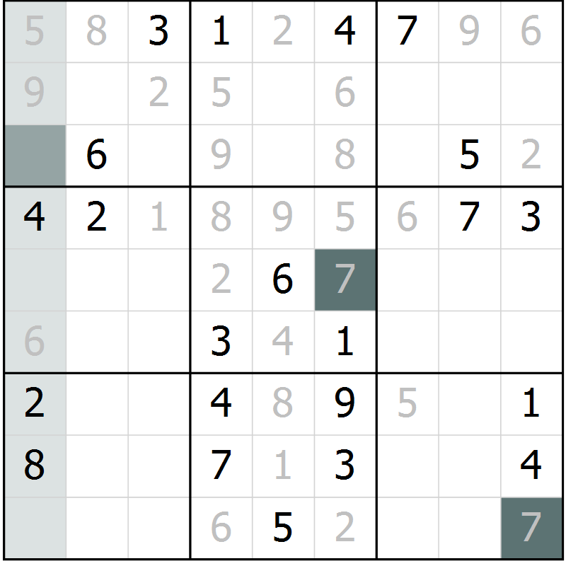 Position des candidats pour la solution de la Gr 40 page 42 du magazine de sudoku Expert n° 013