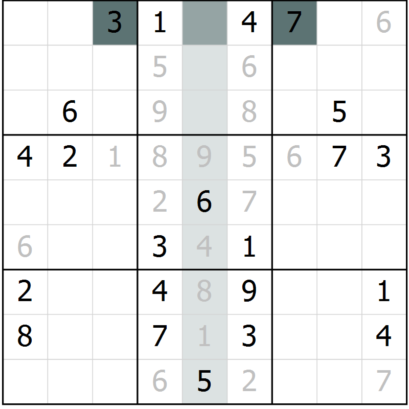 Position des candidats pour la solution de la Gr 40 page 42 du magazine de sudoku Expert n° 013