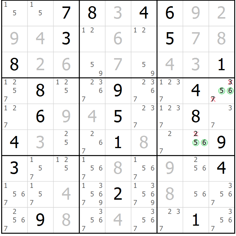 Position des candidats pour la solution de la Gr 41 page 43 du magazine de sudoku Expert n° 013