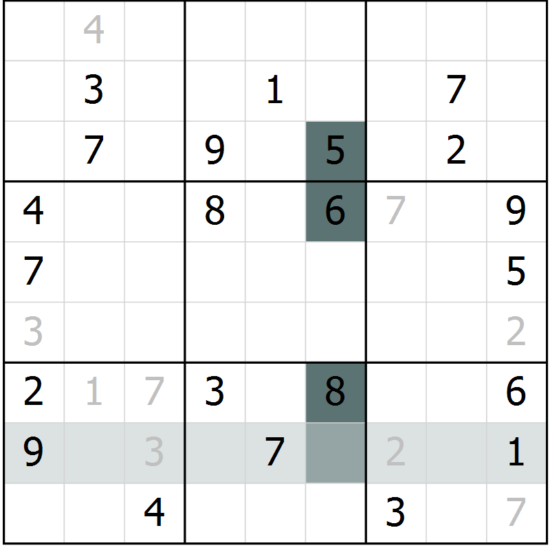 Position des candidats pour la solution de la Gr 42 page 44 du magazine de sudoku Expert n° 013