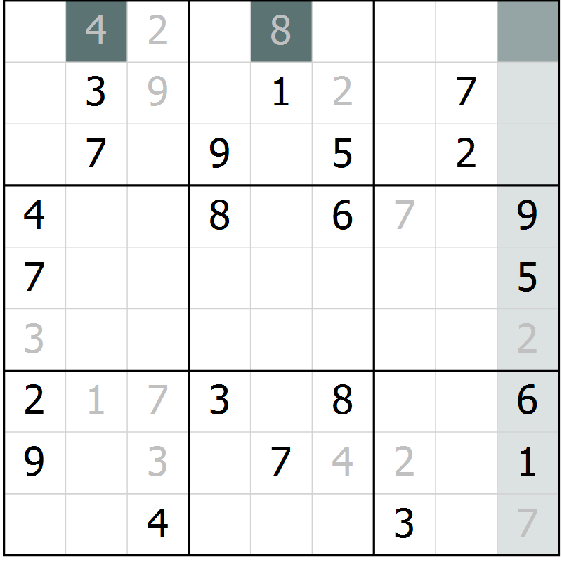 Position des candidats pour la solution de la Gr 42 page 44 du magazine de sudoku Expert n° 013