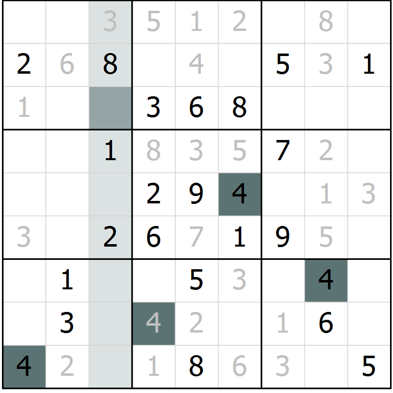 Position des candidats pour la solution de la Gr 43 page 45 du magazine de sudoku Expert n° 013