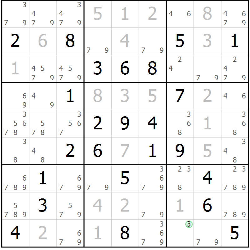 Position des candidats pour la solution de la Gr 43 page 45 du magazine de sudoku Expert n° 013