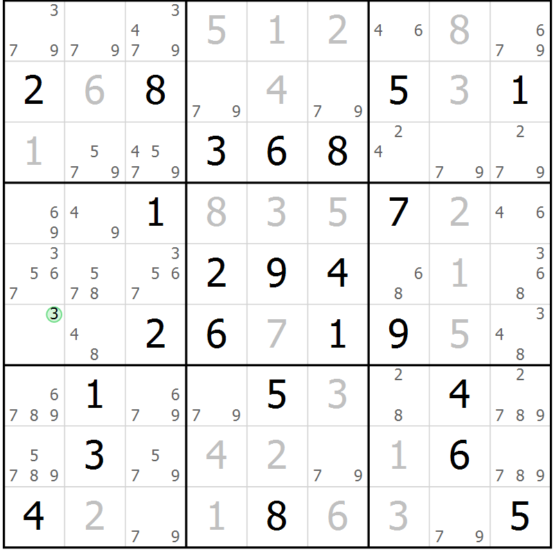 Position des candidats pour la solution de la Gr 43 page 45 du magazine de sudoku Expert n° 013