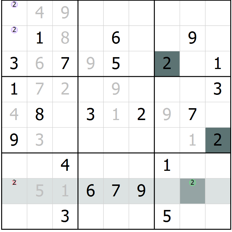 Position des candidats pour la solution de la Gr 44 page 46 du magazine de sudoku Expert n° 013