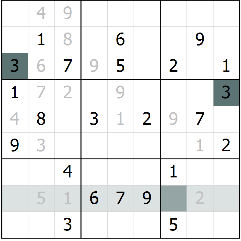 Position des candidats pour la solution de la Gr 44 page 46 du magazine de sudoku Expert n° 013