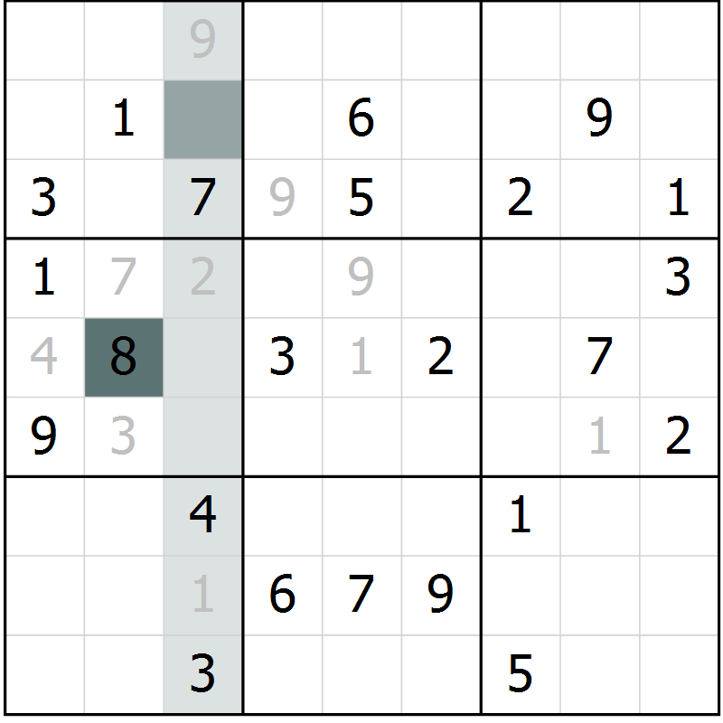 Position des candidats pour la solution de la Gr 44 page 46 du magazine de sudoku Expert n° 013
