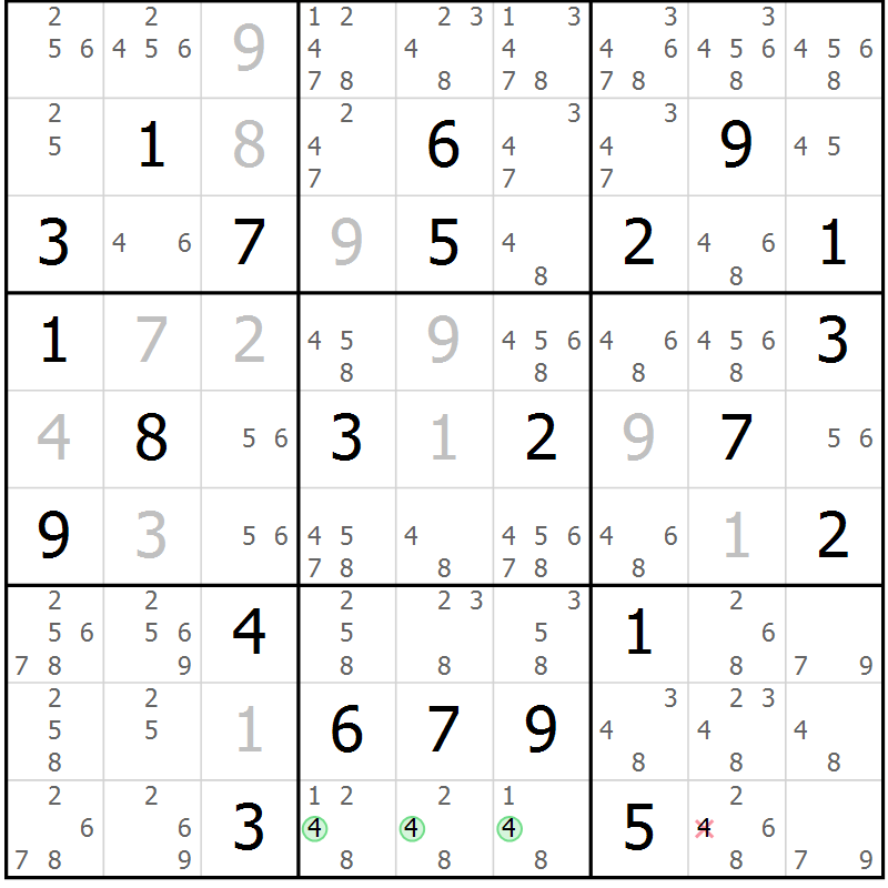 Position des candidats pour la solution de la Gr 44 page 46 du magazine de sudoku Expert n° 013