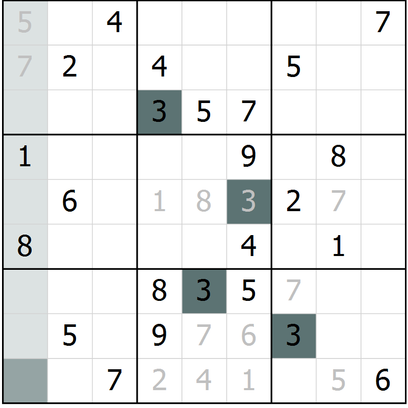 Position des candidats pour la solution de la Gr 45 page 47 du magazine de sudoku Expert n° 013