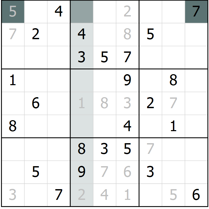 Position des candidats pour la solution de la Gr 45 page 47 du magazine de sudoku Expert n° 013