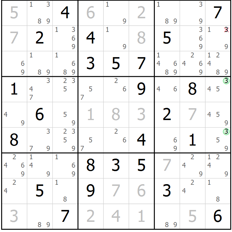 Position des candidats pour la solution de la Gr 45 page 47 du magazine de sudoku Expert n° 013
