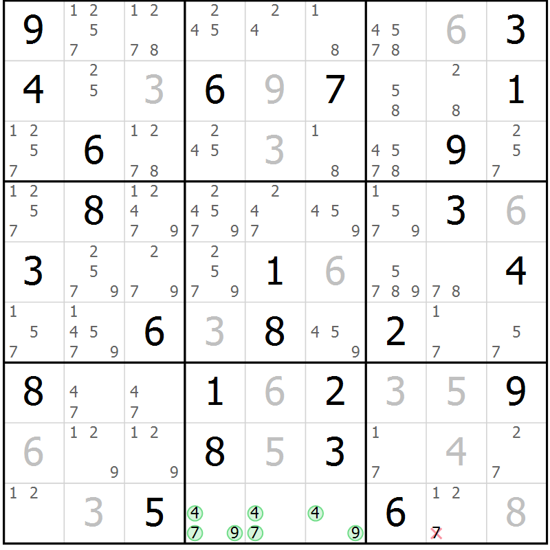 Position des candidats pour la solution de la Gr 46 page 48 du magazine de sudoku Expert n° 013