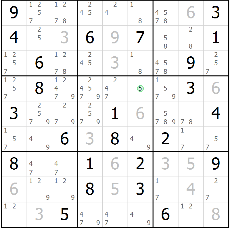 Position des candidats pour la solution de la Gr 46 page 48 du magazine de sudoku Expert n° 013