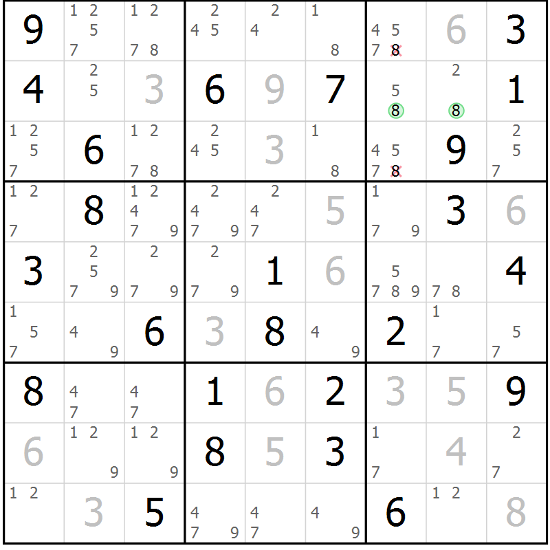Position des candidats pour la solution de la Gr 46 page 48 du magazine de sudoku Expert n° 013