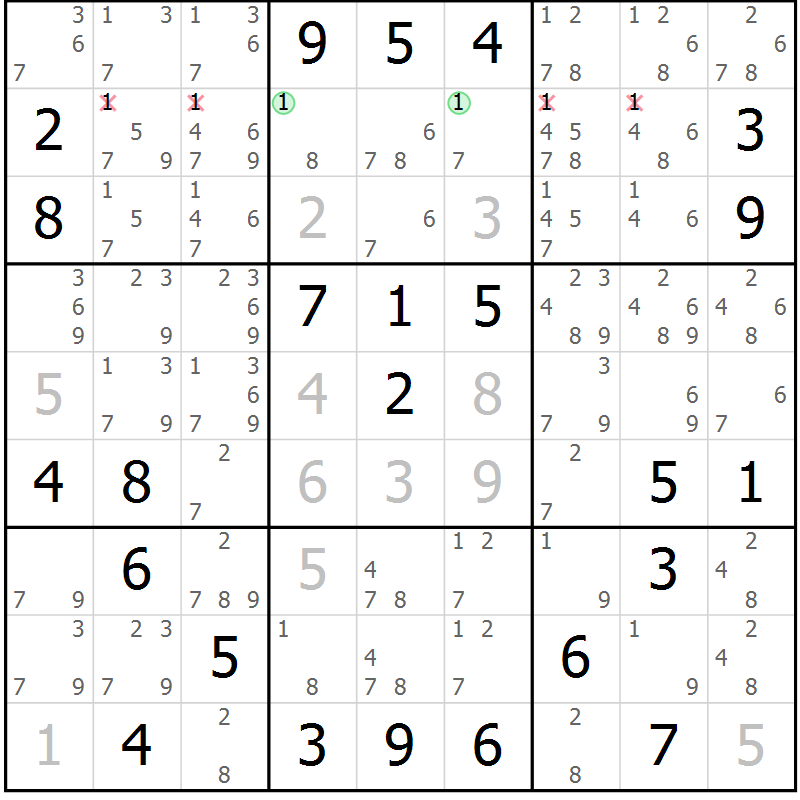 Position des candidats pour la solution de la Gr 47 page 49 du magazine de sudoku Expert n° 013