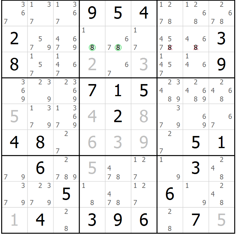 Position des candidats pour la solution de la Gr 47 page 49 du magazine de sudoku Expert n° 013