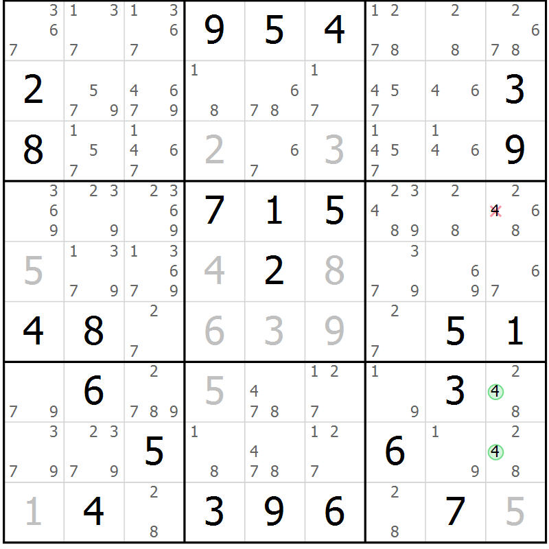 Position des candidats pour la solution de la Gr 47 page 49 du magazine de sudoku Expert n° 013