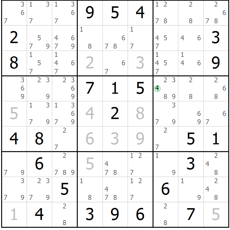 Position des candidats pour la solution de la Gr 47 page 49 du magazine de sudoku Expert n° 013