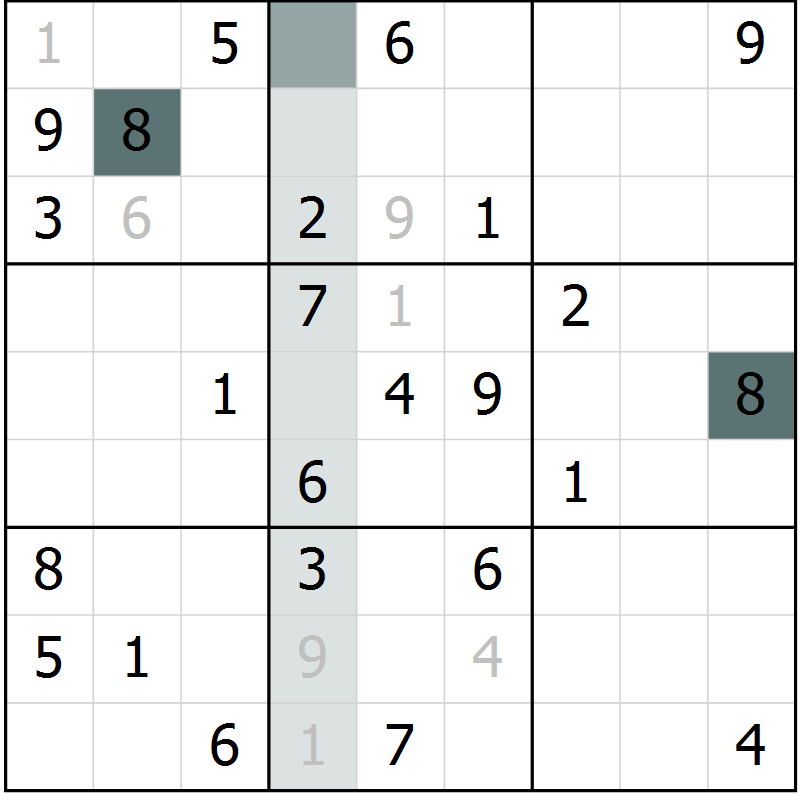 Position des candidats pour la solution de la Gr 48 page 50 du magazine de sudoku Expert n° 013