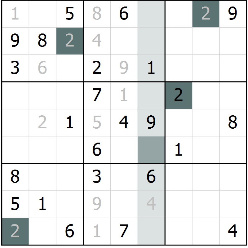 Position des candidats pour la solution de la Gr 48 page 50 du magazine de sudoku Expert n° 013