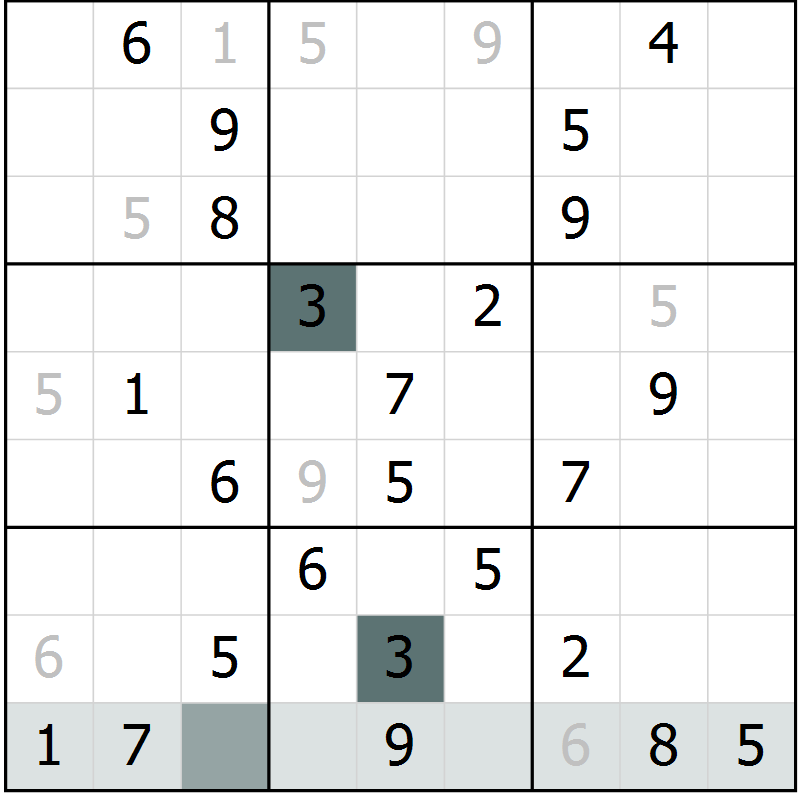 Position des candidats pour la solution de la Gr 49 page 51 du magazine de sudoku Expert n° 013