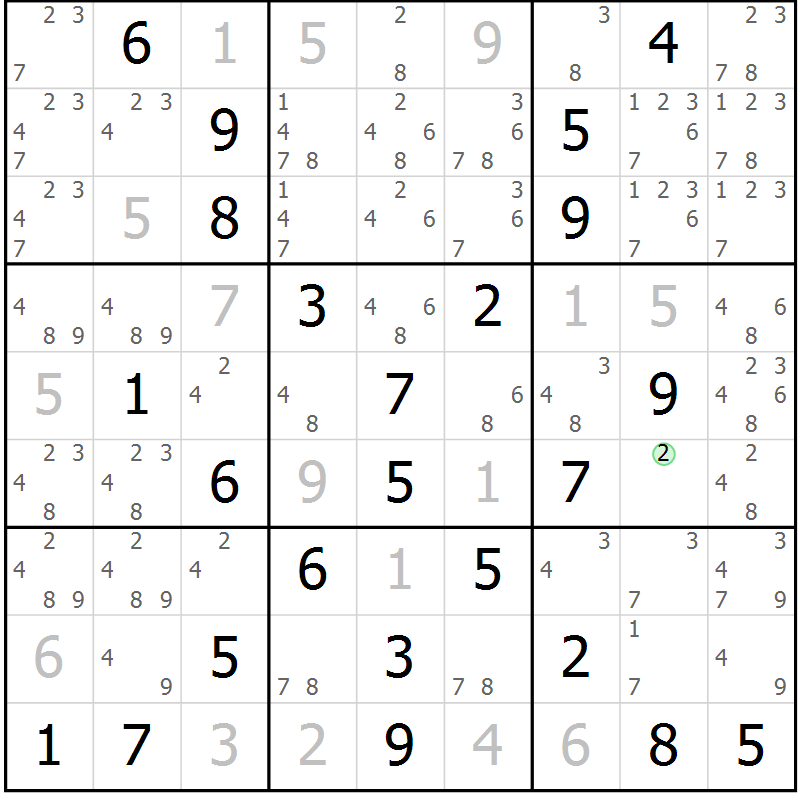 Position des candidats pour la solution de la Gr 49 page 51 du magazine de sudoku Expert n° 013