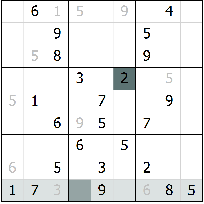 Position des candidats pour la solution de la Gr 49 page 51 du magazine de sudoku Expert n° 013