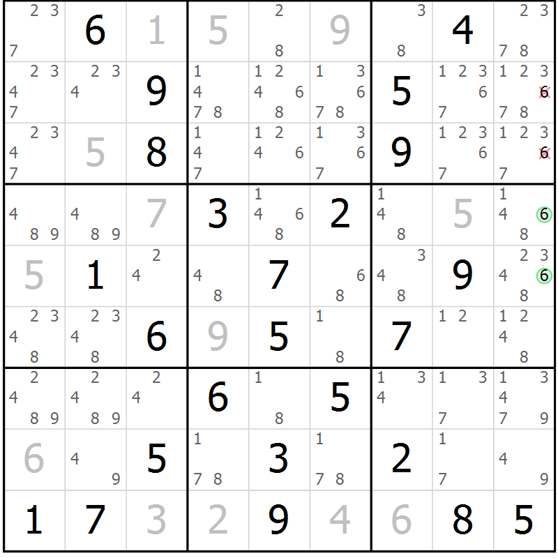 Position des candidats pour la solution de la Gr 49 page 51 du magazine de sudoku Expert n° 013