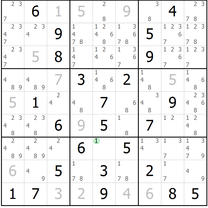 Position des candidats pour la solution de la Gr 49 page 51 du magazine de sudoku Expert n° 013