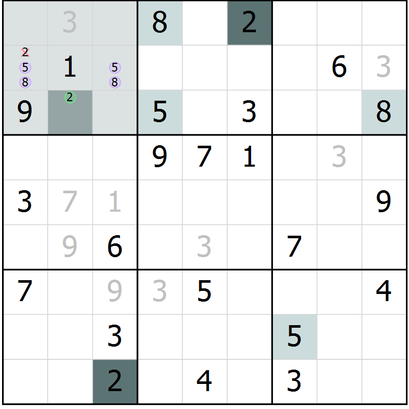 Position des candidats pour la solution de la Gr 5 page 7 du magazine de sudoku Expert n° 013