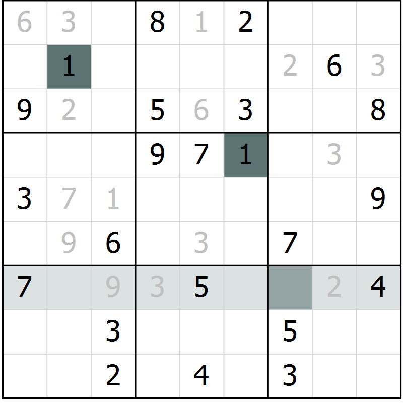 Position des candidats pour la solution de la Gr 5 page 7 du magazine de sudoku Expert n° 013
