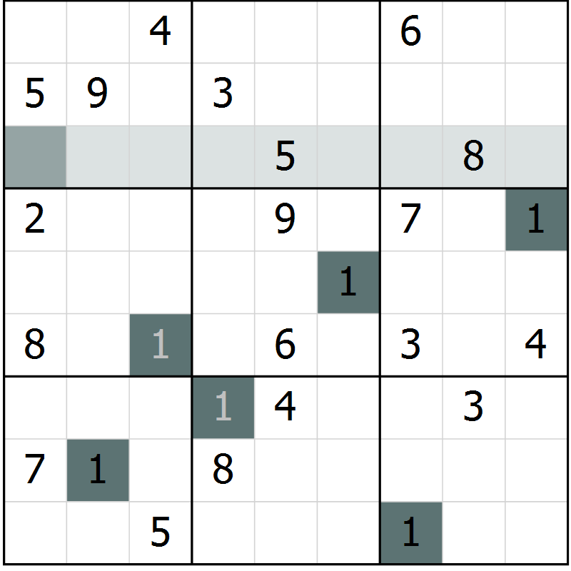 Position des candidats pour la solution de la Gr 50 page 52 du magazine de sudoku Expert n° 013