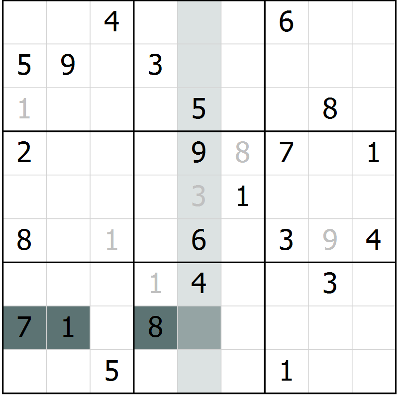 Position des candidats pour la solution de la Gr 50 page 52 du magazine de sudoku Expert n° 013