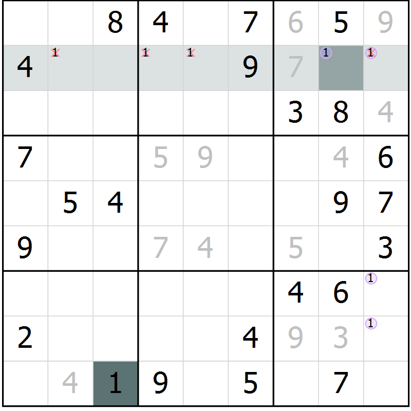 Position des candidats pour la solution de la Gr 51 page 53 du magazine de sudoku Expert n° 013