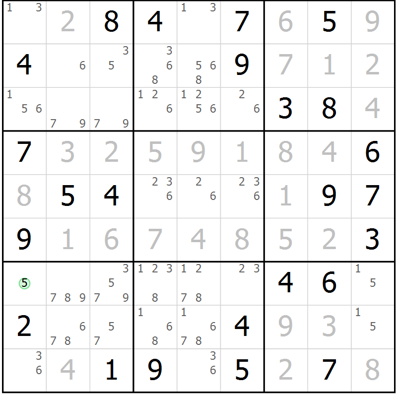 Position des candidats pour la solution de la Gr 51 page 53 du magazine de sudoku Expert n° 013