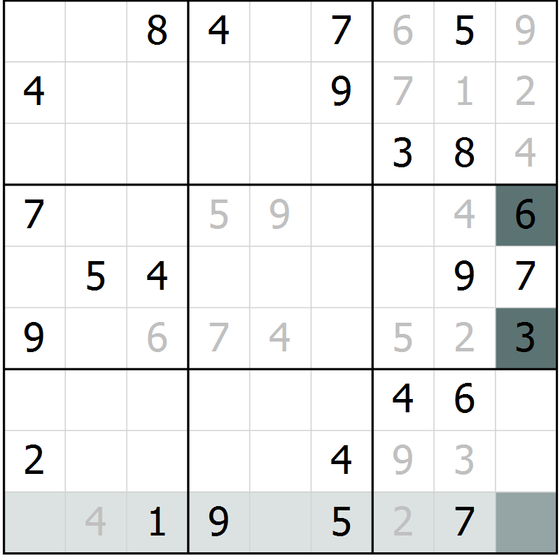 Position des candidats pour la solution de la Gr 51 page 53 du magazine de sudoku Expert n° 013