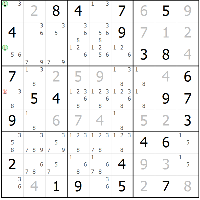 Position des candidats pour la solution de la Gr 51 page 53 du magazine de sudoku Expert n° 013