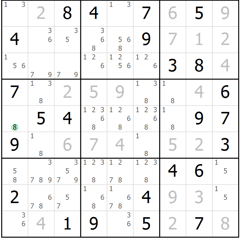 Position des candidats pour la solution de la Gr 51 page 53 du magazine de sudoku Expert n° 013