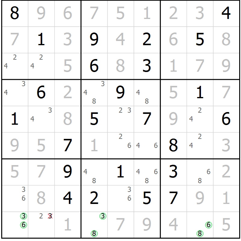 Position des candidats pour la solution de la Gr 52 page 54 du magazine de sudoku Expert n° 013