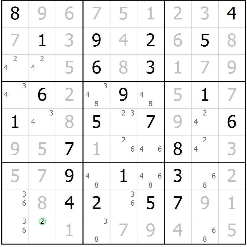 Position des candidats pour la solution de la Gr 52 page 54 du magazine de sudoku Expert n° 013
