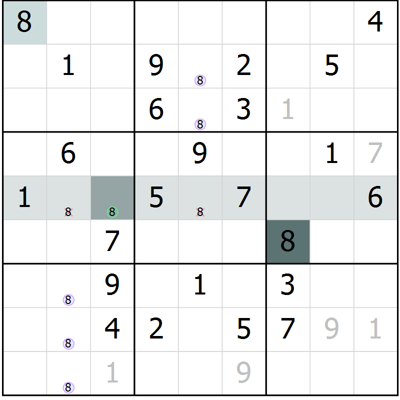 Position des candidats pour la solution de la Gr 52 page 54 du magazine de sudoku Expert n° 013